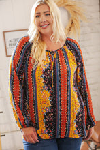 Load image into Gallery viewer, Boho Vertical Floral Front Tie Peasant Woven Blouse