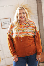 Load image into Gallery viewer, Rust Aztec Hacci Color Block Hoodie
