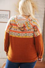 Load image into Gallery viewer, Rust Aztec Hacci Color Block Hoodie