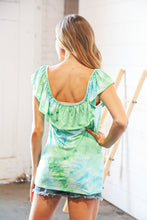 Load image into Gallery viewer, Lime Square Neck Ruffle Tie Dye Tank Top