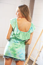 Load image into Gallery viewer, Lime Square Neck Ruffle Tie Dye Tank Top