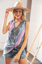 Load image into Gallery viewer, Tie Dye Waffle Cut Out Neck Front Twist Tank