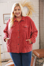 Load image into Gallery viewer, LT Rust Ribbed Cotton Oversized Corduroy Frayed Shacket