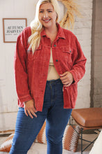 Load image into Gallery viewer, LT Rust Ribbed Cotton Oversized Corduroy Frayed Shacket
