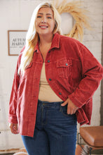 Load image into Gallery viewer, LT Rust Ribbed Cotton Oversized Corduroy Frayed Shacket