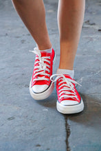 Load image into Gallery viewer, Red Canvas Lace Up Sneakers