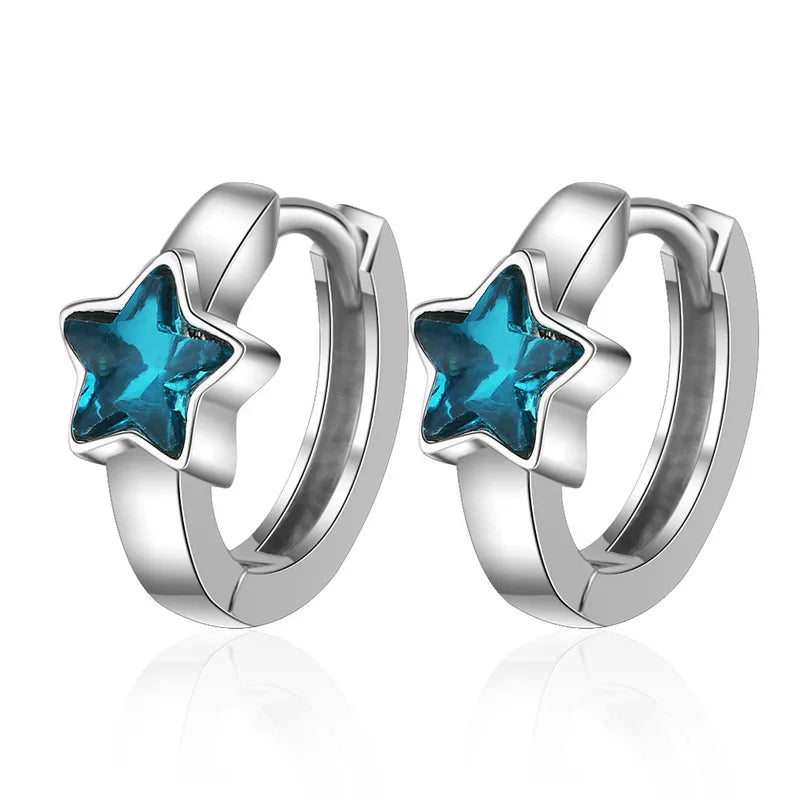 Silver and Blue Star Earrings