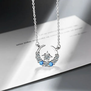 Silver & Rhinestone Moon Necklace
