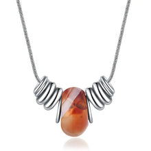 Load image into Gallery viewer, Stone Necklace with Silver Accents