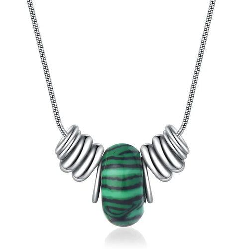 Stone Necklace with Silver Accents