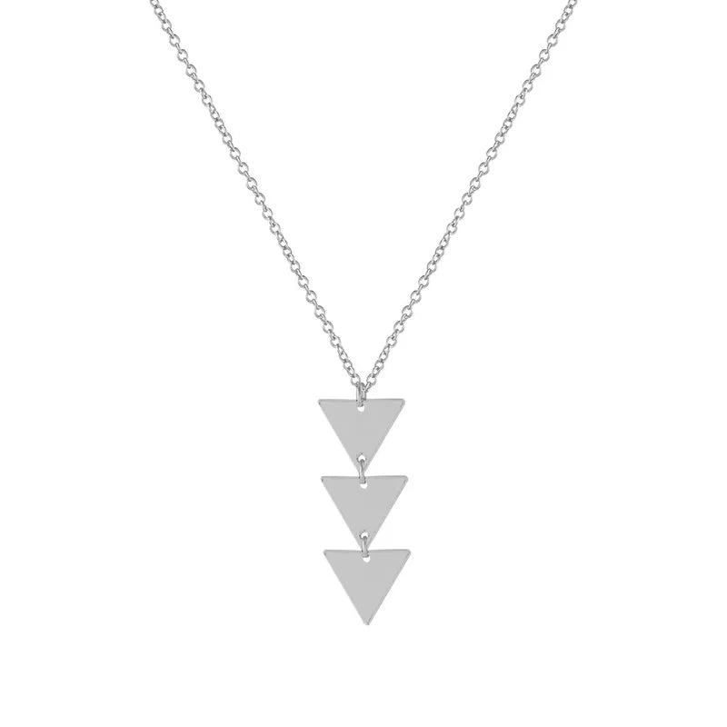 Silver Triple Triangle Necklace