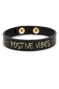 POSITIVE VIBES FAUX LEATHER CUFF BRACELET - Unique Inspirations by Tracy and Anna