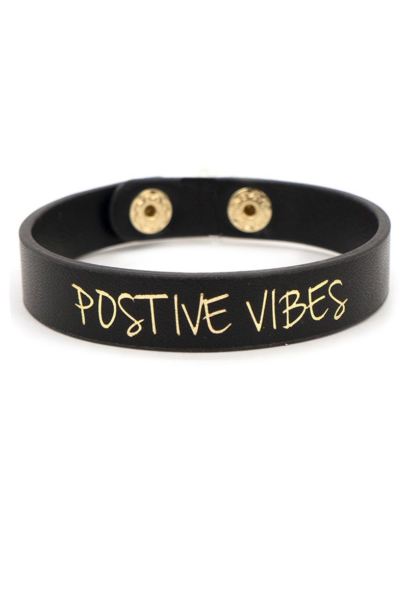 POSITIVE VIBES FAUX LEATHER CUFF BRACELET - Unique Inspirations by Tracy and Anna