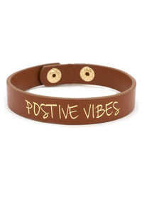 POSITIVE VIBES FAUX LEATHER CUFF BRACELET - Unique Inspirations by Tracy and Anna
