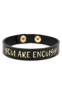 YOU ARE ENOUGH IVORY FAUX LEATHER CUFF BRACELET - Unique Inspirations by Tracy and Anna
