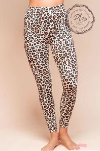 Ivory Animal Print Stretch Long Leggings - Unique Inspirations by Tracy and Anna