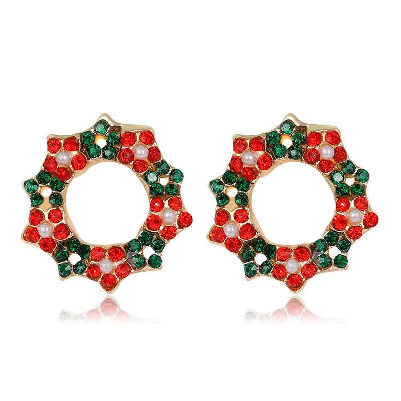 Red & Green Wreath Post Earrings - Unique Inspirations by Tracy and Anna