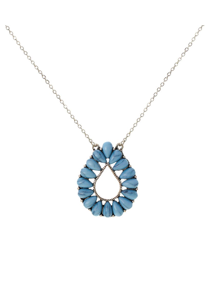 TURQUOISE STONE BEADED OTTAWA TEARDROP NECKLACE - Unique Inspirations by Tracy and Anna
