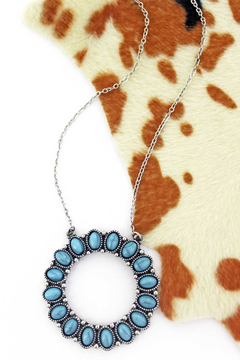 STEEL BLUE BEADED ANIMAS LOOP NECKLACE - Unique Inspirations by Tracy and Anna