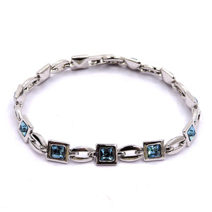 Silver with Light Blue Rhinestone Bracelet - Unique Inspirations by Tracy and Anna