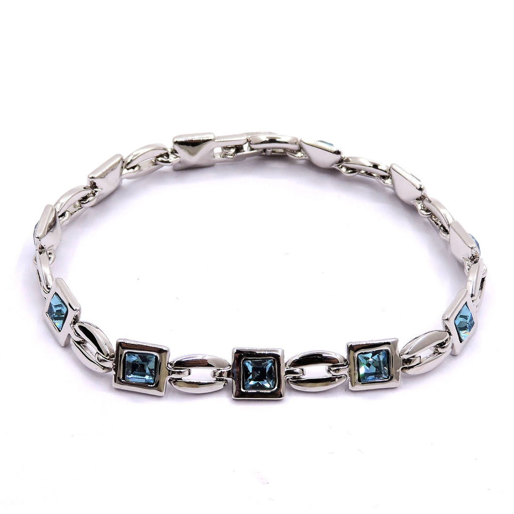 Silver with Light Blue Rhinestone Bracelet - Unique Inspirations by Tracy and Anna