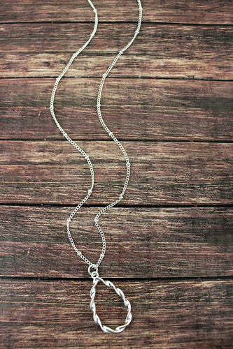 CRAVE TWISTED SILVERTONE TEARDROP NECKLACE - Unique Inspirations by Tracy and Anna