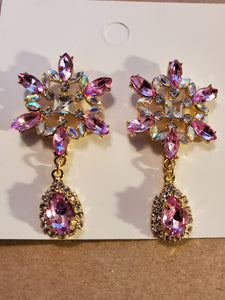 Pink and White Rhinestone Earrings - Unique Inspirations by Tracy and Anna