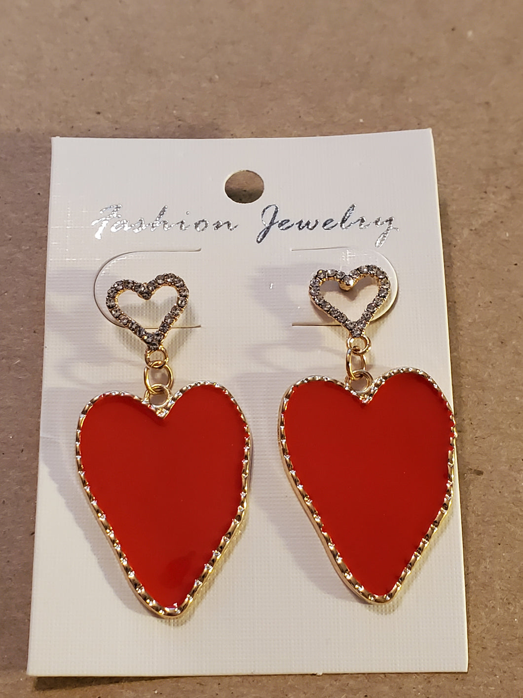 Red Heart and Rhinestone Earrings - Unique Inspirations by Tracy and Anna