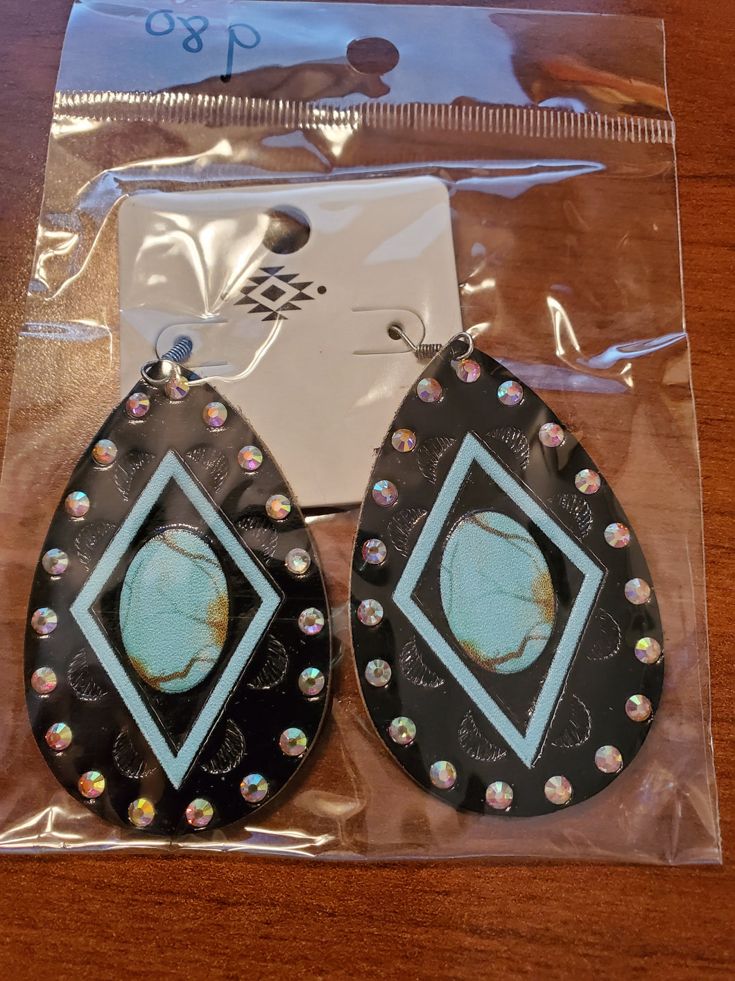 Diamond Ranch Black and Turquoise Teardrop Earrings - Unique Inspirations by Tracy and Anna