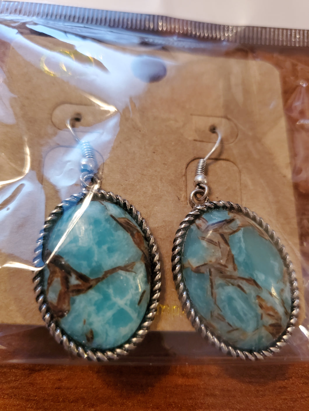 Turquoise Marbled Oval Earrings - Unique Inspirations by Tracy and Anna