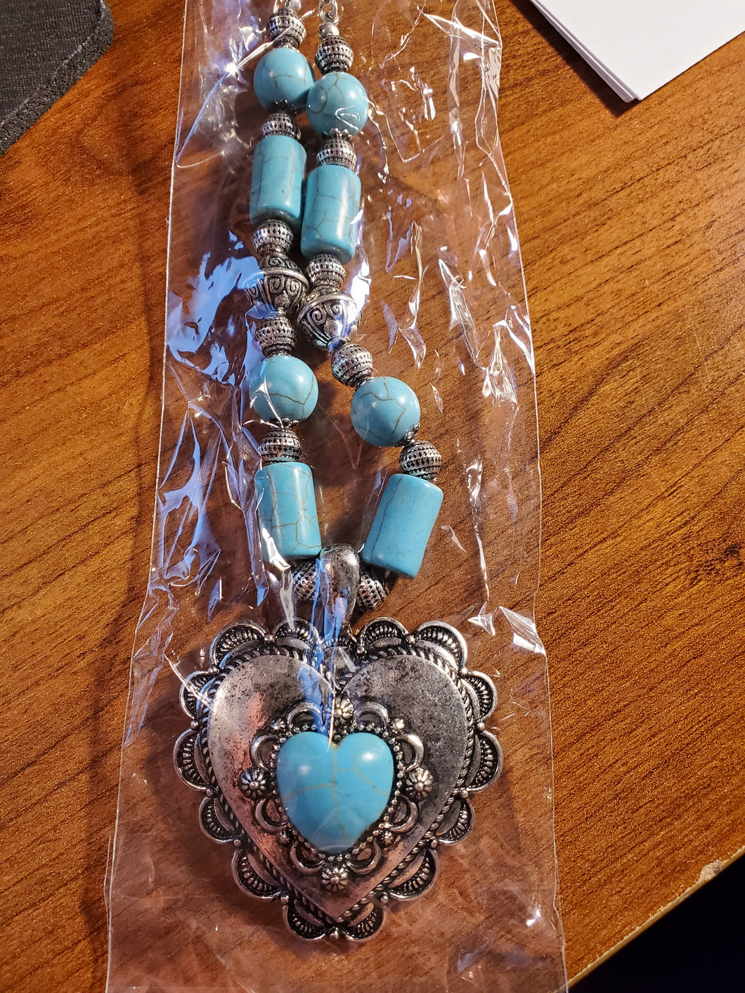 Turquoise Spanish Valley Heart Beaded Necklace and Earring Set - Unique Inspirations by Tracy and Anna