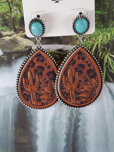 Wild Desert Faux Leather Teardrop Earrings - Unique Inspirations by Tracy and Anna
