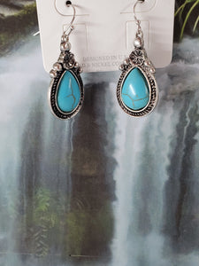 TURQUOISE SAGINAW TEARDROP EARRINGS - Unique Inspirations by Tracy and Anna