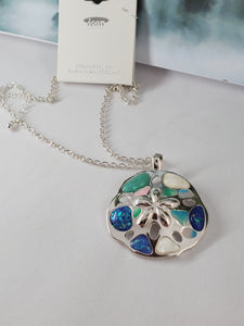 Ocean Sunrise Opal Mosaic Sand Dollar Necklace - Unique Inspirations by Tracy and Anna
