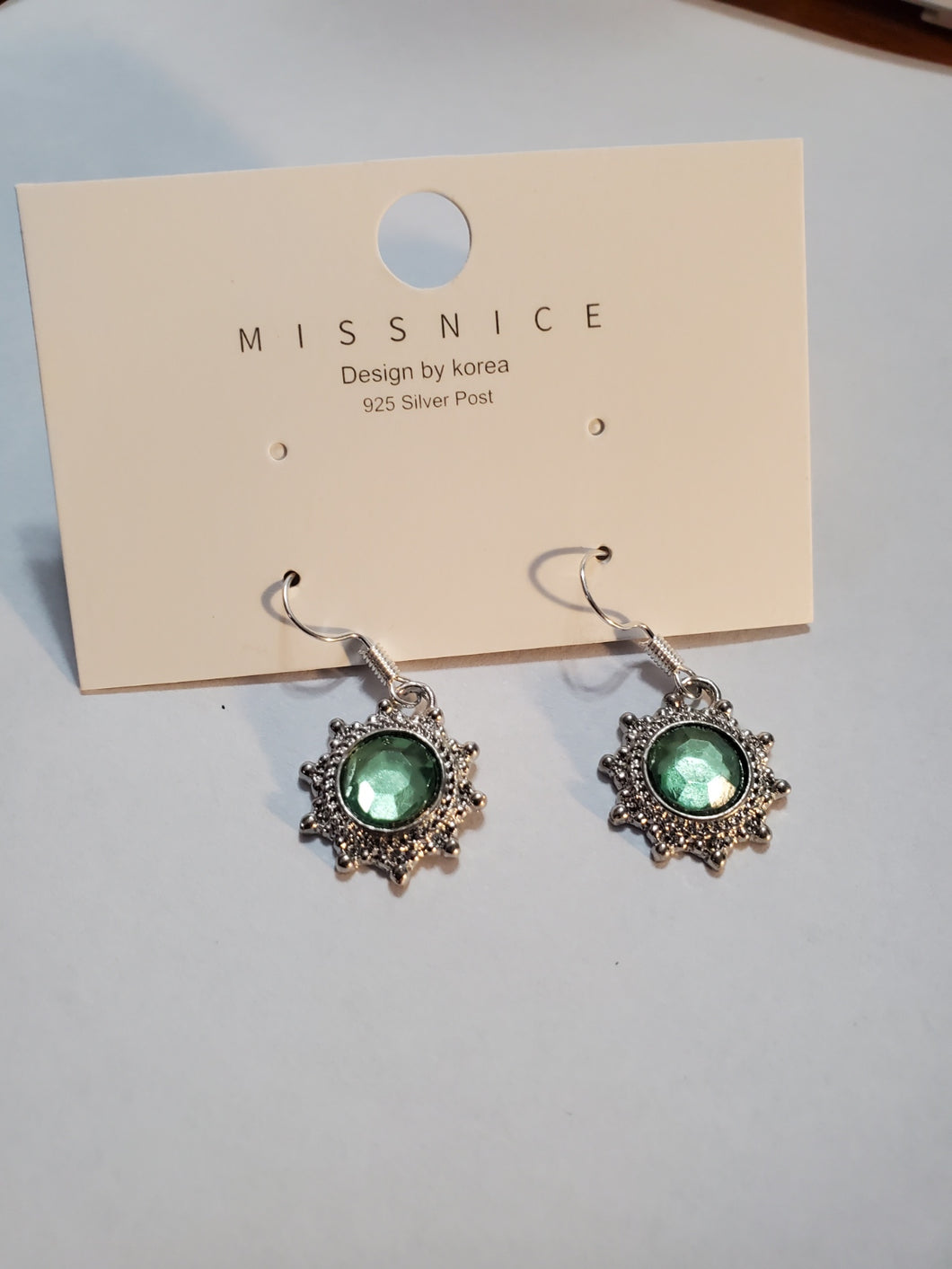 S925 Sterling Silver Green Stone Earrings - Unique Inspirations by Tracy and Anna