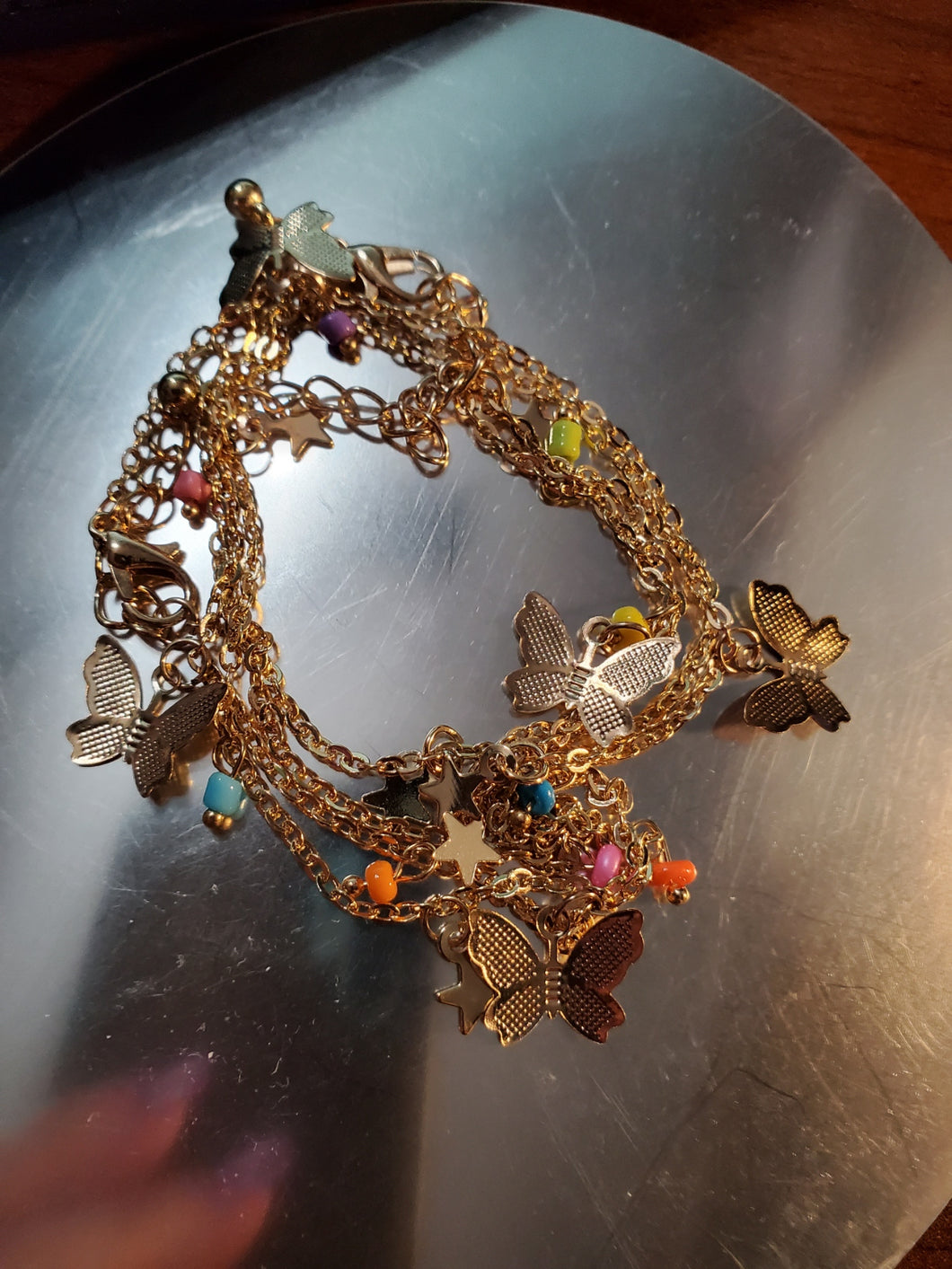 BUTTERFLY AND MULTI COLORED BEADS ANKLET - Unique Inspirations by Tracy and Anna