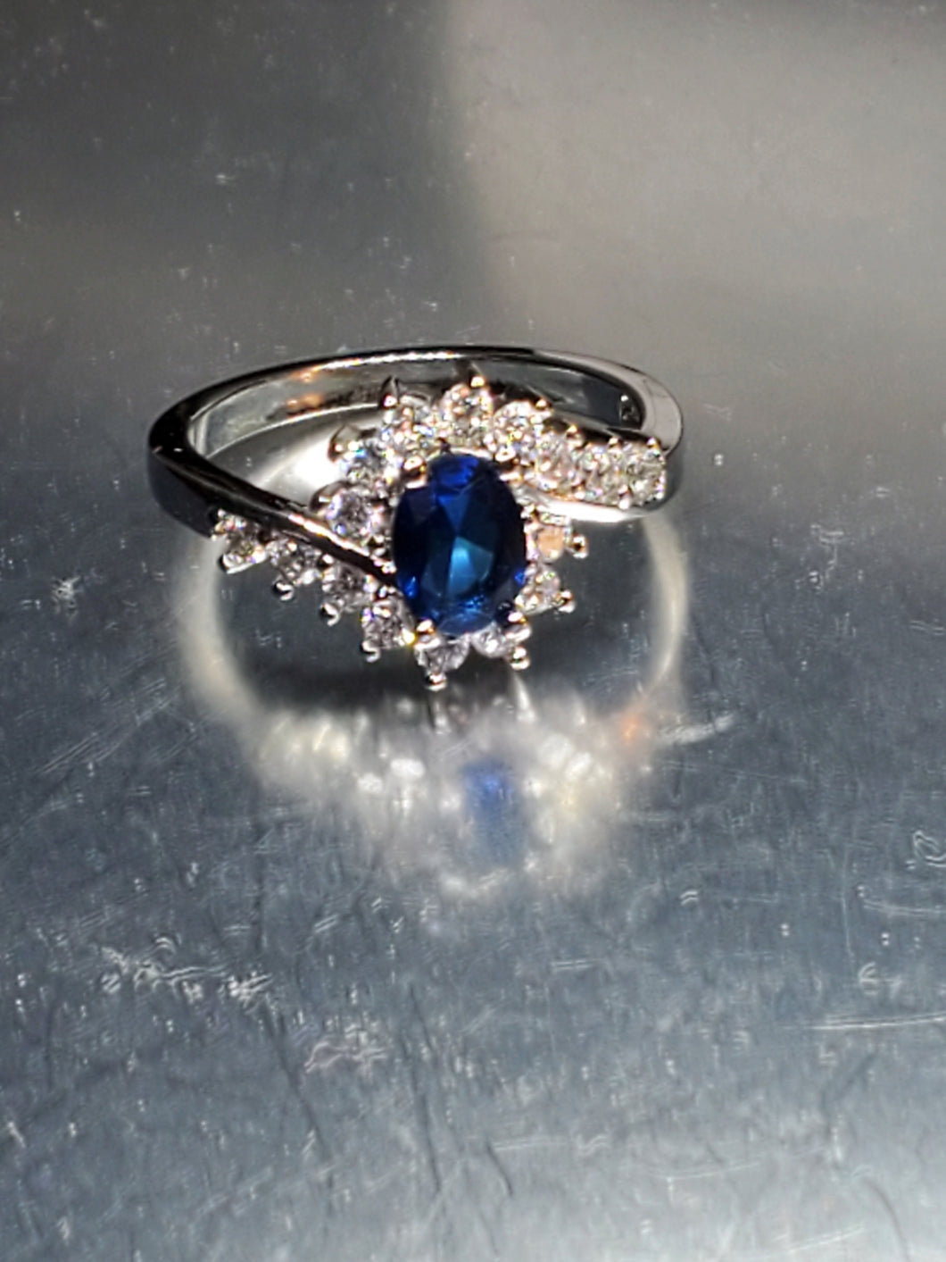 Sapphire and White Rhinestone Ring - Unique Inspirations by Tracy and Anna