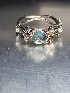 S925 Sterling Silver Blue Rhinestones & Vines Ring - Unique Inspirations by Tracy and Anna