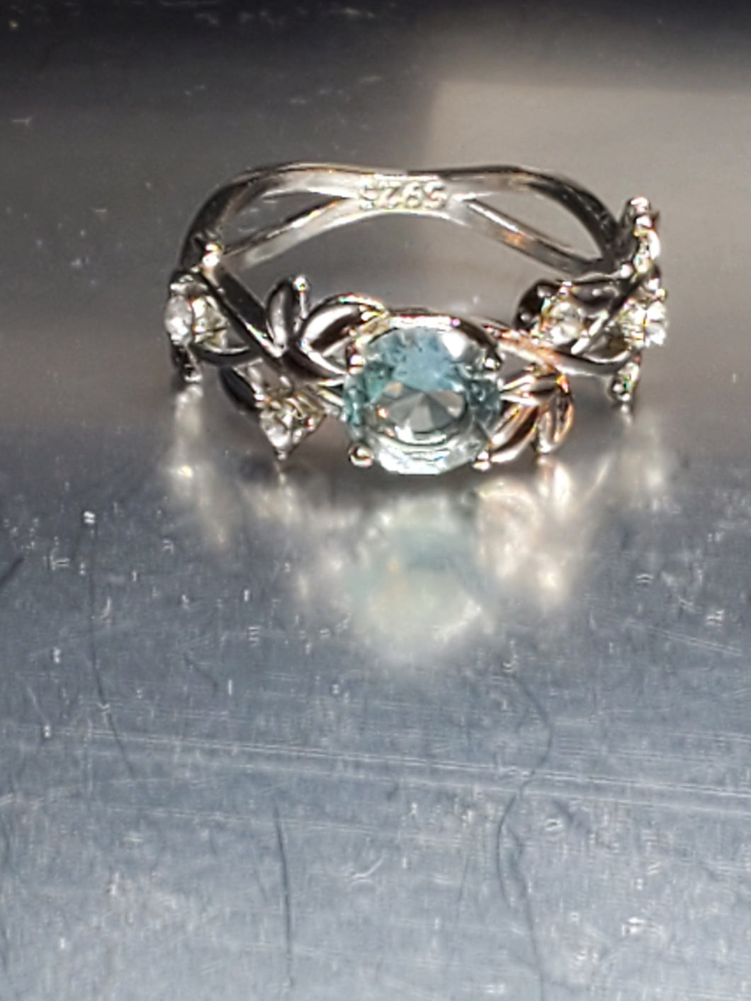 S925 Sterling Silver Blue Rhinestones & Vines Ring - Unique Inspirations by Tracy and Anna