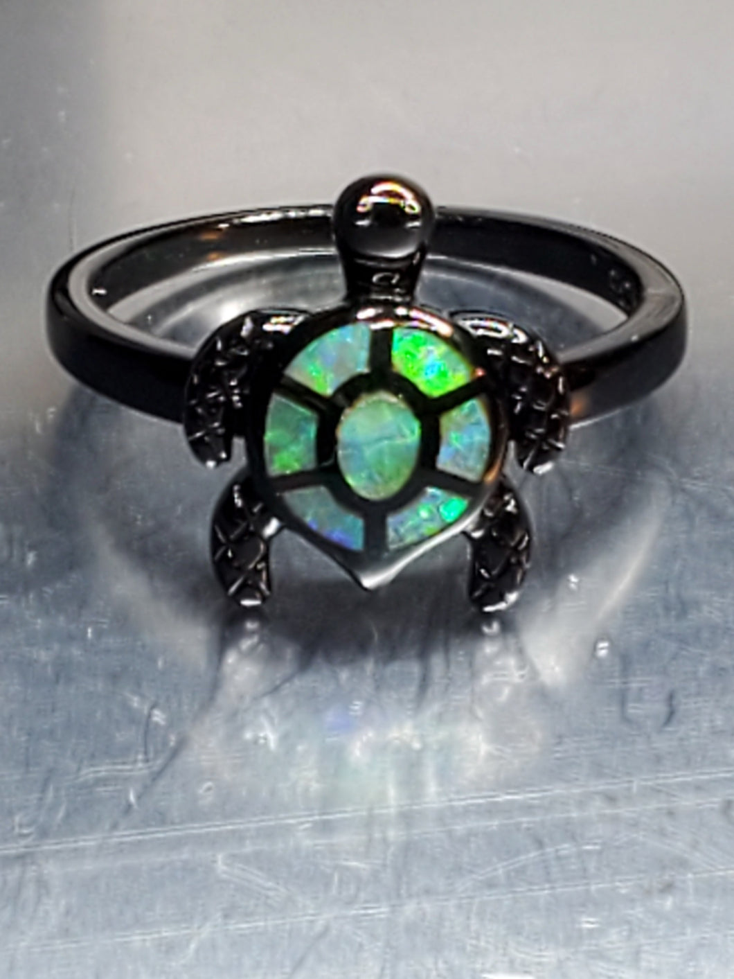 Black Opal Turtle Ring - Unique Inspirations by Tracy and Anna