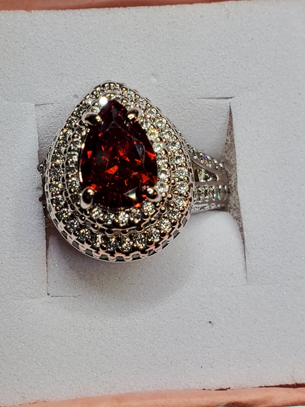 Tear Drop Ring w/Amber Colored Stone - Unique Inspirations by Tracy and Anna