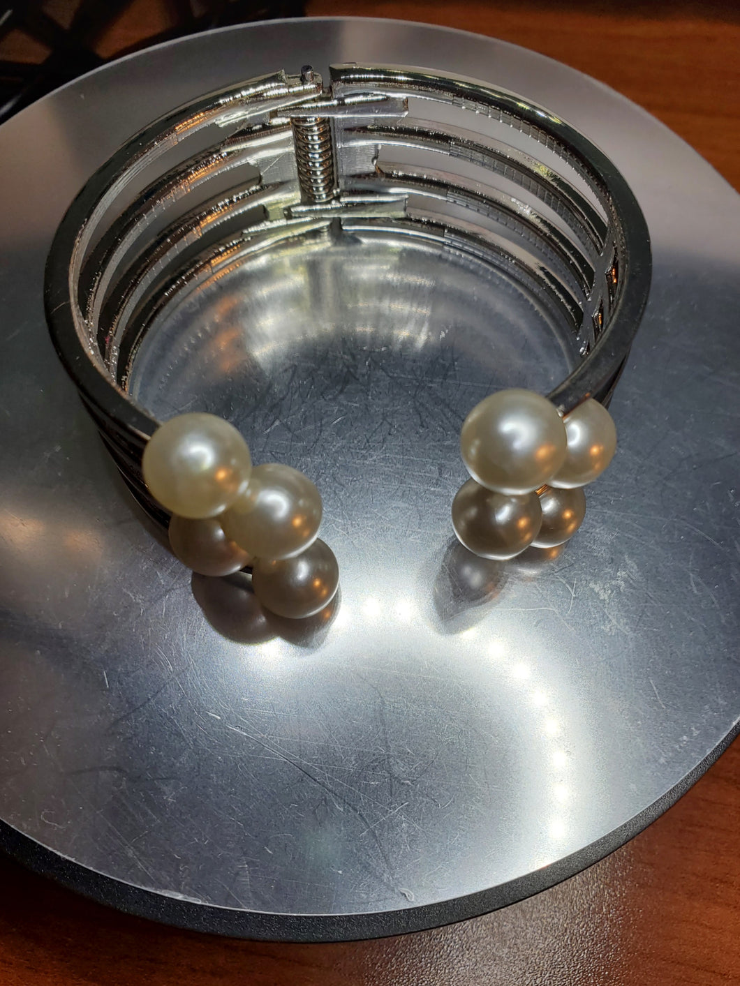 Hinged Cuff Bracelet w/Pearls - Unique Inspirations by Tracy and Anna