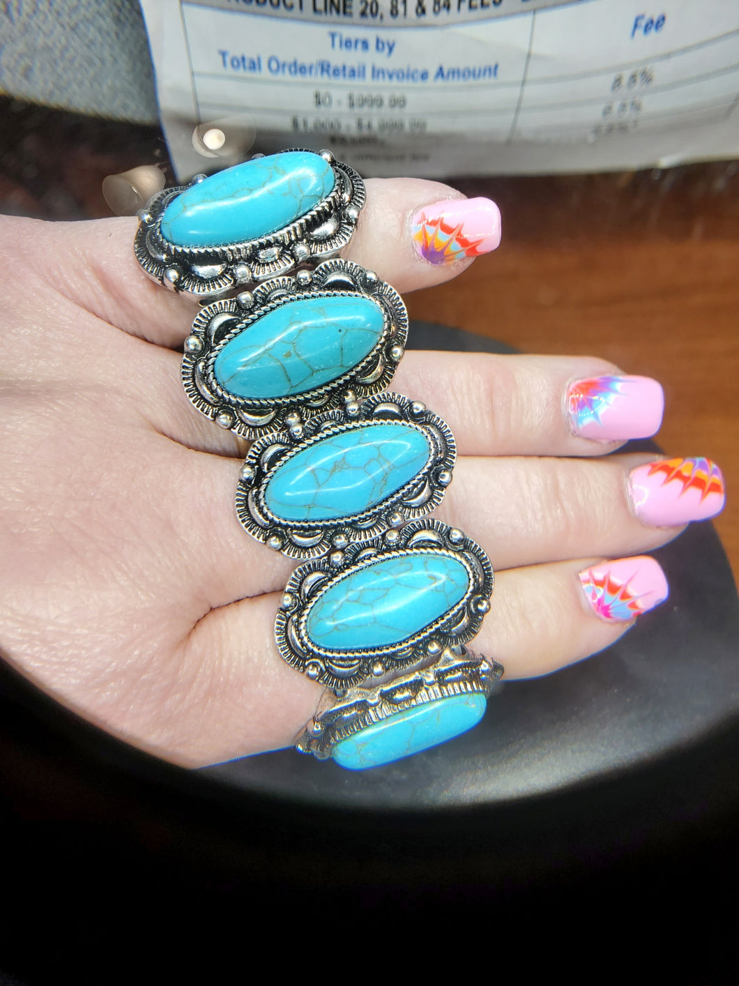 Authentic Western Style Turquoise Stretch Bracelet - Unique Inspirations by Tracy and Anna