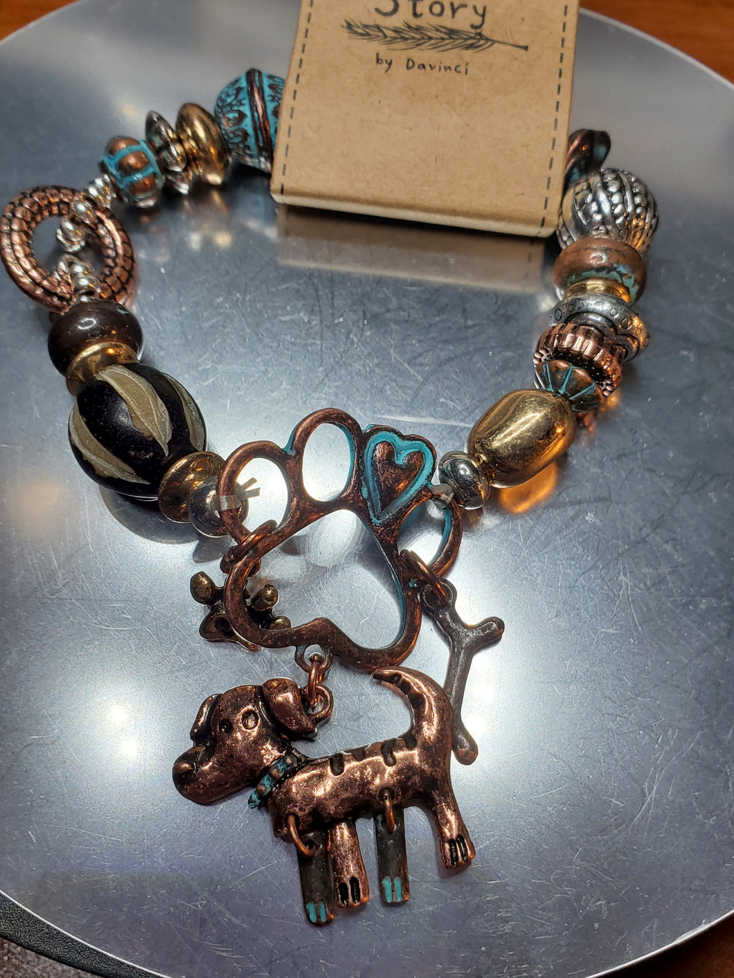 PATINA MULTI-TONE DOG DAYS BEADED STRETCH BRACELET - Unique Inspirations by Tracy and Anna