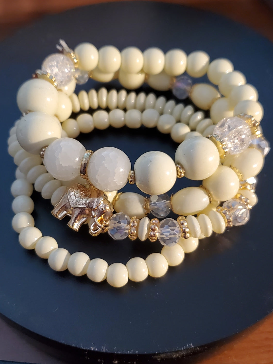 Pearl & Elephant Stretch Bracelet - Unique Inspirations by Tracy and Anna