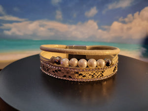 Pearl & Snake Skin Magnetic Bracelet - Unique Inspirations by Tracy and Anna