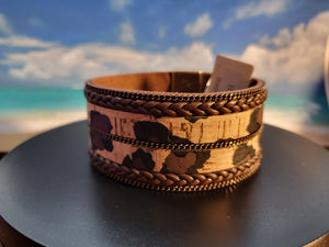Leather, Cork and Animal Print Magnetic Bracelet - Unique Inspirations by Tracy and Anna