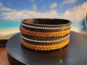 Leather and Rhinestone Magnetic Bracelet - Unique Inspirations by Tracy and Anna