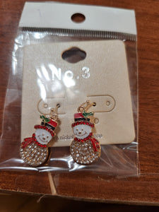 Goldtone Snowman Earrings