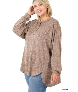 PLUS BRUSHED MELANGE RAGLAN SLEEVE SWEATER - Unique Inspirations by Tracy and Anna